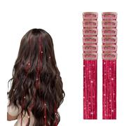 Vordpe Lot De 12 Extensions à Clipser En Forme De Guirlandes De Cheveux,MèChes ColoréEs De 55 Cm, Ensemble D'Extensions De SynthéTiques RéSistantes à La Chaleur (Rosso)