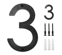 Vordpe Numero civico in acciaio inox nero 5 pollici,numero civico grande con effetto 3D per porte di ufficio,cassette delle lettere,porte dell'appartamento,armadietti,garage (numero 3),taglia unica