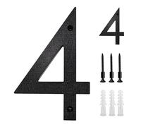 Vordpe Numero civico in acciaio inox nero 5 pollici, numero civico grande con effetto 3D per porte di ufficio, cassette delle lettere, porte dell'appartamento, armadietti, garage (numero 4)