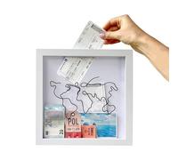 Vordpe Scatola archivio avventura per souvenir, da viaggio, per biglietti Shadow Box per montaggio a parete, mappa del mondo Memento (medio, 20 x 20 cm)