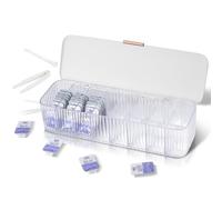 VORDRASSIL P-80 - Organizer giornaliero per lenti a contatto con dispositivo di rimozione e pinzette, dispenser usa e getta, scatola di plastica trasparente per tutte le marche (bianco)