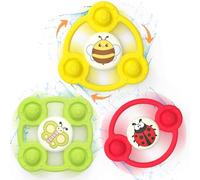 VORENUS 3 Pezzi Giochi Bagnetto Neonato per Bambini 6 Mesi,Giocattoli Sensoriali Rotanti Regalo di Compleanno 6-9-12 Mesi, Giocattoli in Silicone a Ventosa Giocattoli da Bagno per Bambini e Bambine