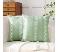 Voreppy Federe Cuscini Divano 45x45 cm Boho Verde Salvia Federa Decorativa per Cuscino da Divano Stile Retrò Stile Rustico Geometrico Velluto per Camera da Letto Soggiorno,Set di 2