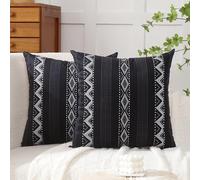 Voreppy Federe Cuscini Divano Boho 45x45cm Federa Decorativa da Divano a Righe Bianche e Nere Stile Retrò Stile Rustico Geometrico Copricuscini per Camera da Letto Soggiorno