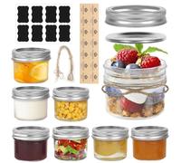 VORHOT 120ml Mason Jars, Set di 8 Vasetti Vetro Piccoli con Coperchio a Vite Diviso, Etichette e Corda, Ermetici Mini Brattoli Vetro per Conserve per Overnight Oats, Marmellate, Yogurt, Miele