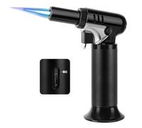 VORHOT Cannello da Cucina, Regolabile e Ricaricabile Bruciatore a Gas con Blocco di Sicurezza, Fiamma Ossidrica Portatile con 3 Ugelli, Accendino Torcia per Barbecue Creme Brulee(Butano Non Incluso)