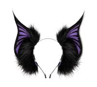 VORILO Fascia per capelli con orecchie di pipistrello, con ciondolo a forma | Orecchie di pipistrello pelose realistiche, copricapo in morbido peluche per costumi di Halloween e abiti fantasia scura