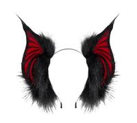 VORILO Fascia per capelli con orecchie di pipistrello, con ciondolo a forma | Orecchie di pipistrello pelose realistiche, copricapo in morbido peluche per costumi di Halloween e abiti fantasia scura