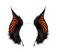 VORILO Fascia per capelli con orecchie di pipistrello, con ciondolo a forma | Orecchie di pipistrello pelose realistiche, copricapo in morbido peluche per costumi di Halloween e abiti fantasia scura
