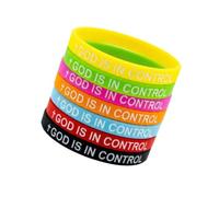 VORILO Set di 7 braccialetti in gomma con scritta in lingua inglese "God" is in Control Messaggi positivi per il legame di squadra