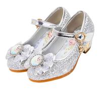 Vorkhuaeri Scarpe da Principessa per Bambina Elsa Tacchi Alti Scarpe da Ginnastica Ballo per Bambini Costume Adatte per Feste Cosplay Matrimoni (D2-Silver,34)