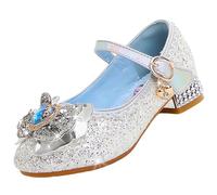 Vorkhuaeri Scarpe da Principessa per Bambina Elsa Tacchi Alti Scarpe da Ginnastica Ballo per Bambini Costume Adatte per Feste Cosplay Matrimoni (A2-Silver,25)