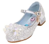 Vorkhuaeri Scarpe da Principessa per Bambina Elsa Tacchi Alti Scarpe da Ginnastica Ballo per Bambini Costume Adatte per Feste Cosplay Matrimoni (C2-Silver,34)