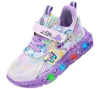 Vorkhuaeri Scarpe LED con Luci per Bambina, Scarpe da Ginnastica Luminose per Bambine, Scarpe Bambini Bimba Tennis Sportive Illuminate Moda Natale (A3-Purple-Mesh,23)