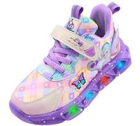 Vorkhuaeri Scarpe LED con Luci per Bambina, Scarpe da Ginnastica Luminose per Bambine, Scarpe Bambini Bimba Tennis Sportive Illuminate Moda Natale (A2-Purple,26)