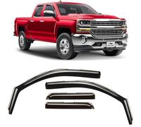 Voron Glass In-Channel 230092 - Parapioggia extra resistenti per camion Chevrolet (Chevy) Silverado/GMC Sierra 2014-2018 Double Cab, deflettori per finestrini, visiere per finestrini di ventilazione,