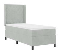 Vorpalize Letto a molle con materasso grigio chiaro, 80 x 200 cm, in velluto, design moderno, durevole, con rete a doghe, illuminazione RGB, testiera regolabile per dormire e rilassarsi comodamente