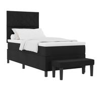 Vorpalize Letto a molle con testiera, nero, 100 x 200 cm, in tessuto, moderno, con testiera regolabile e materasso resistente, per un sonno confortevole in camera da letto