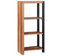 Vorpalize Libreria marrone in legno massello di acacia, 50 x 30 x 110 cm, con 3 ripiani e gambe in ferro robuste, per soggiorno, studio, elegante conservazione e decorazione