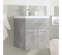 Vorpalize Mobile sottolavabo con lavabo da incasso, rubinetto grigio cemento, mobile da bagno con troppopieno e montaggio a parete, per bagno moderno