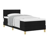 Vorpalize Moderno letto a molle nero con testiera regolabile, tessuto da 90 x 200 cm, materasso e rete a doghe, ideale per un sonno confortevole e un design elegante per la camera da letto