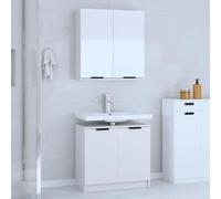 Vorpalize Set di 2 mobili da bagno in legno bianco, con armadietto da bagno e armadietto pensile, per il bagno, organizzazione