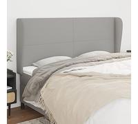 Vorpalize Testiera con orecchie, colore grigio chiaro, 163 x 23 x 118/128 cm, rivestimento in tessuto, regolabile in altezza, design robusto, testiera moderna con rivestimento, elemento di protezione