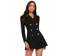 VorrA Casual Blazer for Women Lapel Collar Double Breasted Long Blazer Dress for Business Office