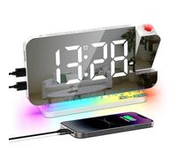 VORRINC Radiosveglia Digitale Con Proiezione e FM - 6 Livelli di Luminosità Dello Schermo, 4 di Luminosità Della Proiezione, Luce Notturna e Funzione Snooze