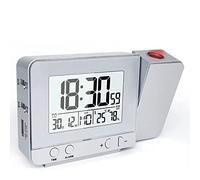 VORRINC Sveglia con Proiettore, Sveglia Digitale da Comodino, Orologio Digitale con Doppio Allarme, LCD a Display, Temperatura e Data, 5 Min Snooze, per Camera da Letto, Ufficio (argento)