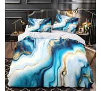 Vortice di marmo blu Set Di Copripiumino 3 pezzi microfibra stampa 3D con federe per cuscini con cerniera incluso federe Astratto moderno copripiumino for bambini e adolescenti Single（140x200cm）