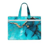 Vortici astratti alla moda color verde acqua e oro,Borsa portadocumenti in tela con cerniera, borsa a mano, valigetta per scuola e ufficio