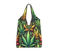 Vortithora Borsa per la spesa pieghevole, con foglie di cannabis, riutilizzabile, borsa per la spesa impermeabile