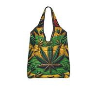Vortithora Borsa per la spesa pieghevole, motivo foglie di cannabis, riutilizzabile, borsa per la spesa impermeabile