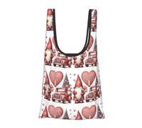 Vortithora Borsa per la spesa pieghevole riutilizzabile con gnomi di San Valentino, borsa della spesa portatile per uso quotidiano