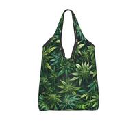 Vortithora Borsa per la spesa riutilizzabile con foglie di cannabis naturale, borsa per la spesa impermeabile