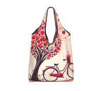 Vortithora Borsa per la spesa riutilizzabile per San Valentino con albero di San Valentino, borsa per la spesa impermeabile
