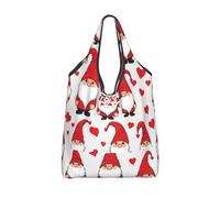 Vortithora Borsa per la spesa riutilizzabile, pieghevole, motivo: gnomo, amore, San Valentino, borsa per la spesa impermeabile