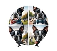 Vortithora Boston-Terrier-Bow-Tie Piatto Decorativo 25,4 cm con supporto, elegante piastra da parete per decorazione domestica