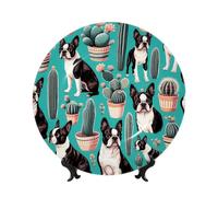 Vortithora Boston-Terrier-Cactus-Green - Piatto decorativo con supporto, 25,4 cm, elegante piastra da parete per decorazione domestica