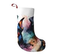 Vortithora Calza natalizia in morbido peluche Doberman-Rottweiler, acquerello, con nastro rosso appeso, confezione da 1 calza natalizia in poliestere per decorazioni per feste