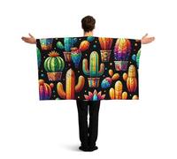 Vortithora Colorful-Cactus-Plants - Mantello con maniche per adulti, mantello indossabile in poliestere, mantello sportivo leggero per il giorno del gioco, feste in bar e feste in strada