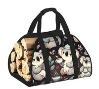 Vortithora Grande borsa per legna da ardere Koala-Teacups, in tessuto Oxford 600D con manici rinforzati, borsa per il trasporto a legna aperta per camino, stufa a legna, campeggio e conservazione