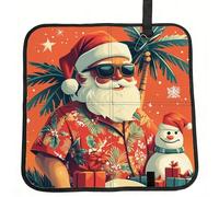 Vortithora Hawaii-Tropical-Christmas-Santa Cuscino pieghevole per sedile da stadio, impermeabile, portatile, piccolo tappetino da campeggio per campeggio, viaggi, eventi sportivi all'aperto