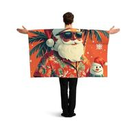 Vortithora Hawaii-Tropical-Christmas-Santa Flag Mantello con maniche per adulti, mantello indossabile in poliestere, leggero mantello sportivo per il giorno del gioco, feste in bar e feste di strada