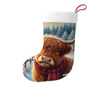 Vortithora Highland-Cow-Christmas - Calze natalizie double-face in peluche, decorazione per camino, regalo di famiglia