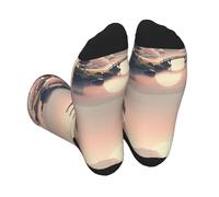 Vortithora Japanese-Landscape-Fuji-Sakura, calzini unisex a blocchi di colore per uomini e donne, calzini a metà polpaccio elasticizzati in morbido poliestere, comodi calzini sportivi casual adatti