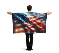 Vortithora Mantello con bandiera americana e cielo stellato con maniche per adulti, mantello indossabile in poliestere, mantello leggero per fan sportivo per il giorno del gioco, feste in bar e feste