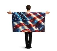 Vortithora Mantello con bandiera americana luminosa per fuochi d'artificio, mantello con maniche per adulti, mantello indossabile in poliestere, leggero mantello sportivo per il giorno del gioco