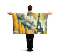 Vortithora Mantello con bandiera di Parigi-Romantic-Fall con maniche per adulti, mantello indossabile in poliestere, mantello leggero per fan sportivo per il giorno del gioco, feste in bar e feste in